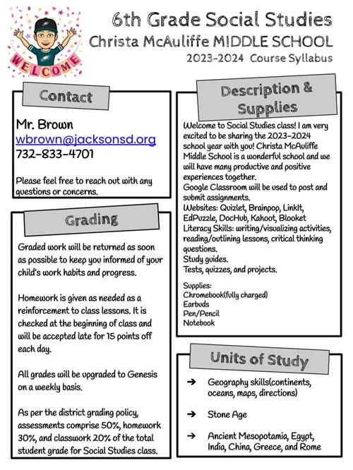 Social Studies Syllabus 2023 - 2024